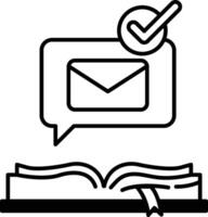 book with a check mark on it and an envelope on top of it vector