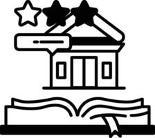 building with a star on top and a star on the left side vector