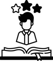man is shown with three stars above his head with a book in the foreground vector