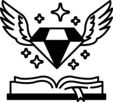 diamond is hovering above an open book vector