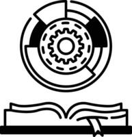 graphic of a gear with a book on top of it vector