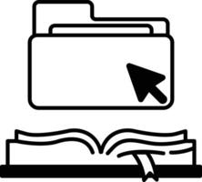 folder with a spine is opened to a page with a bookmark vector