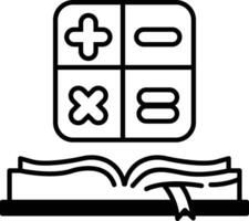 book with a square on the cover with a plus sign and an x vector