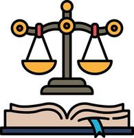 A scale with two sides and a book with a ribbon on it vector