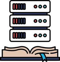 A book with a blue ribbon is open to a page with a server on it vector