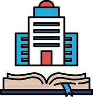 A building is shown with a book open on top of it vector