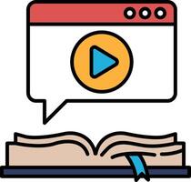 A book with a speech bubble and a play button on the cover vector
