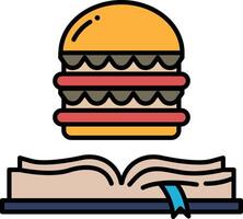 A book with a hamburger on top of it vector