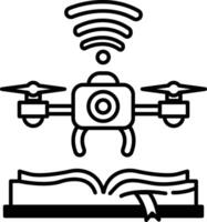 drone is hovering over a book vector