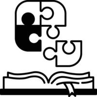 puzzle piece is shown with a book open on top of it vector