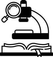 microscope is shown with an open book next to it vector