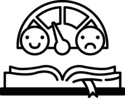 book with a smiley face on the left page and a frowning face on the right page vector
