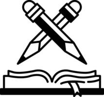 pencils and a book The pencils are crossed over each other vector