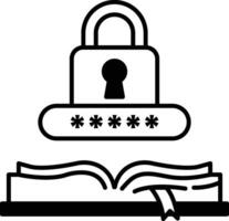 book with a lock on it The book is open vector