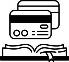 book with a credit card and a debit card on top of it vector