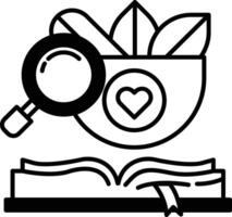 book with a magnifying glass and a heart on it vector