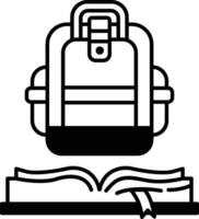 backpack is on top of an open book vector