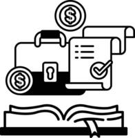 book with a briefcase and a stack of money on top of it vector