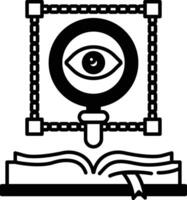close up of an eye with a magnifying glass in front of it vector