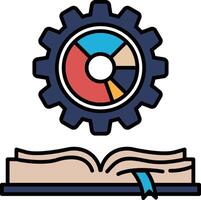 A graphic of a gear with a book on top of it vector