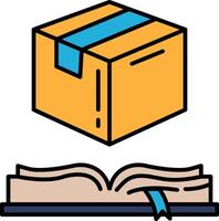 A box is on top of an open book vector