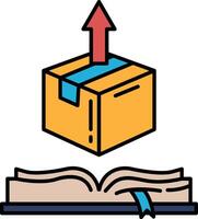 A box is being lifted up by a red arrow vector