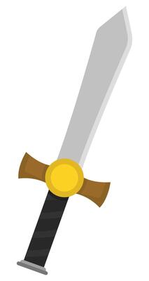Cartoon sword knight icon isolated on white background.