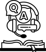 book with a microphone and a Q and A sign on it vector