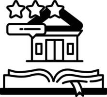 building with three stars and a book with a ribbon vector