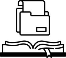 folder is shown with a book open to the page with the folder vector