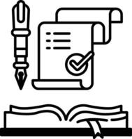 pen and a piece of paper with a check mark on it vector