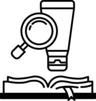magnifying glass is on top of a book vector