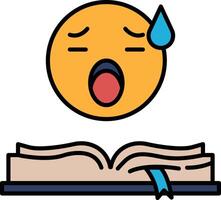 A cartoonish face with an open book and a blue ribbon on the page vector