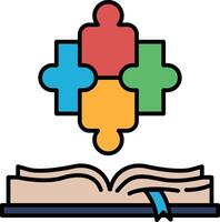 A puzzle piece with a book on top of it vector