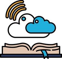 A cloud is above an open book with a bookmark vector
