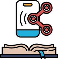 A book with a phone and a red and blue controller on top of it vector