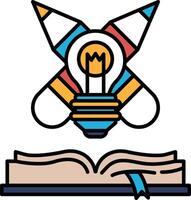 A book with a light bulb on top of it vector