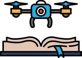 A drone is hovering over an open book vector