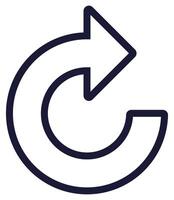 Clockwise rotation arrow icon isolated on white background. vector