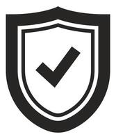 Shield with check mark icon isolated on white background. vector