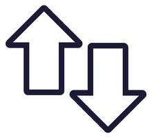 Outline icon of up and down arrow isolated on white background. vector