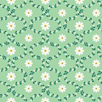 Seamless pattern featuring leafy branches on a mint green background vector