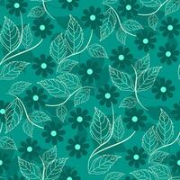 Floral pattern features teal daisies with circular centers vector