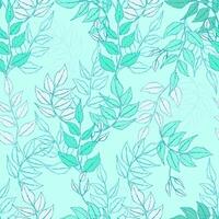 Seamless pattern featuring interconnected leafy branches on a mint green background vector