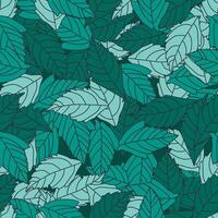 A pattern of overlapping leaves in various shades of teal and green vector