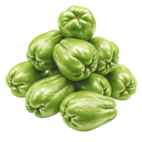 A watercolor pile of several light green chayote squash stacked together on a plain color isolated setting view on transparent background png