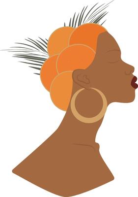 Abstract female shapes and silhouettes illustration. Fruits and leaves artistic art composition