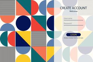 Flat design landing page. Login form vector