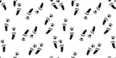 paw trail of rabbit footprint seamless pattern. Bunny tracks on white background. Seamless print with hare or rabbit paw footprints black silhouette. vector
