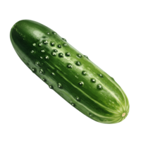 A watercolor single fresh green cucumber with small bumps isolated on a plain solid color surface space for text on transparent background png